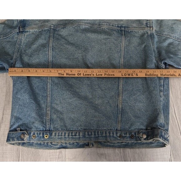 Vintage Calvin Klein Silver Snap Buttons Distressed Denim Jean Jacket Mens Sz L - Picture 10 of 12
